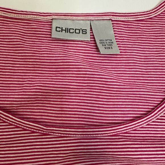 Chico’s Striped Ombré Pink Long Sleeve Top, Size 0 - 100% Cotton - Picture 6 of 8